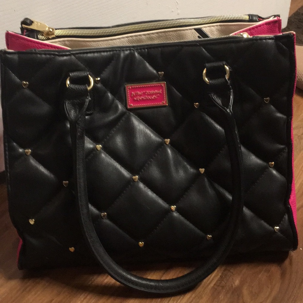 Betsey Johnson Black and Pink Handbag